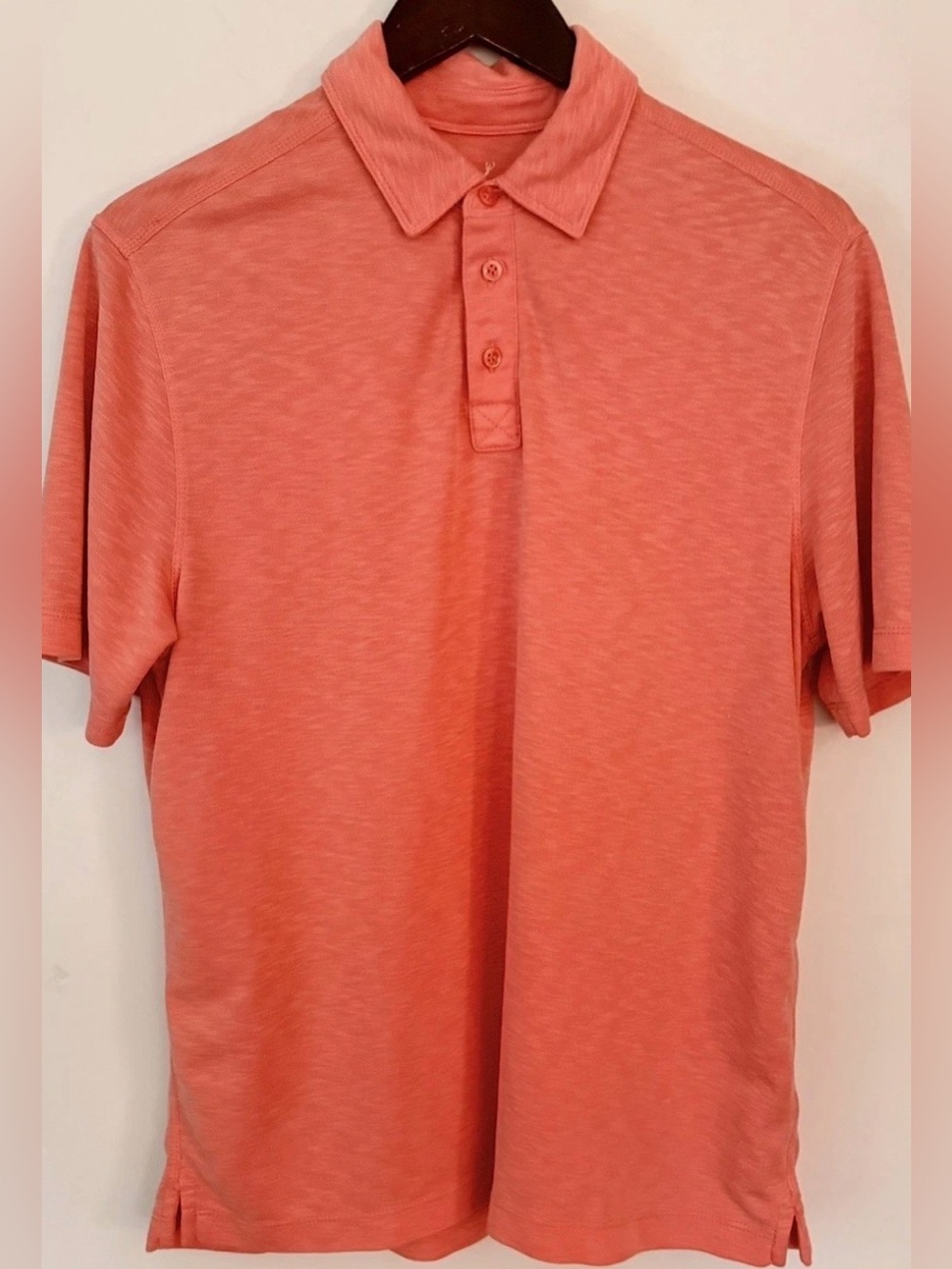 Nicoby Mens Polo Shirt Orange Size M Medium Short Sleeve Modal Blend Coral